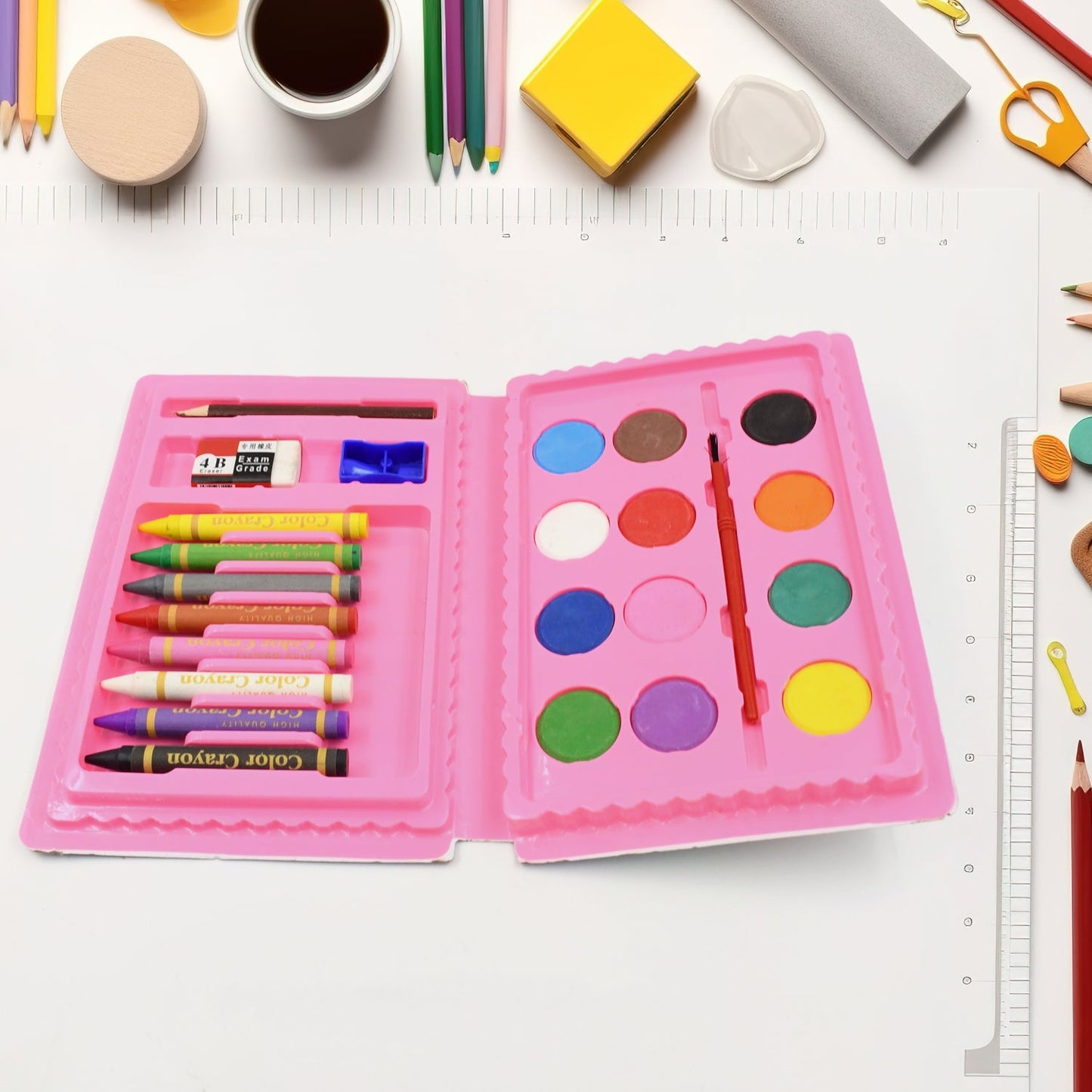 Art and Craft Color Kit, Crayons, Water Color Set of 24 PCS For Kids Children Best For Return Gifts, Stationary Art Supplies for Artist