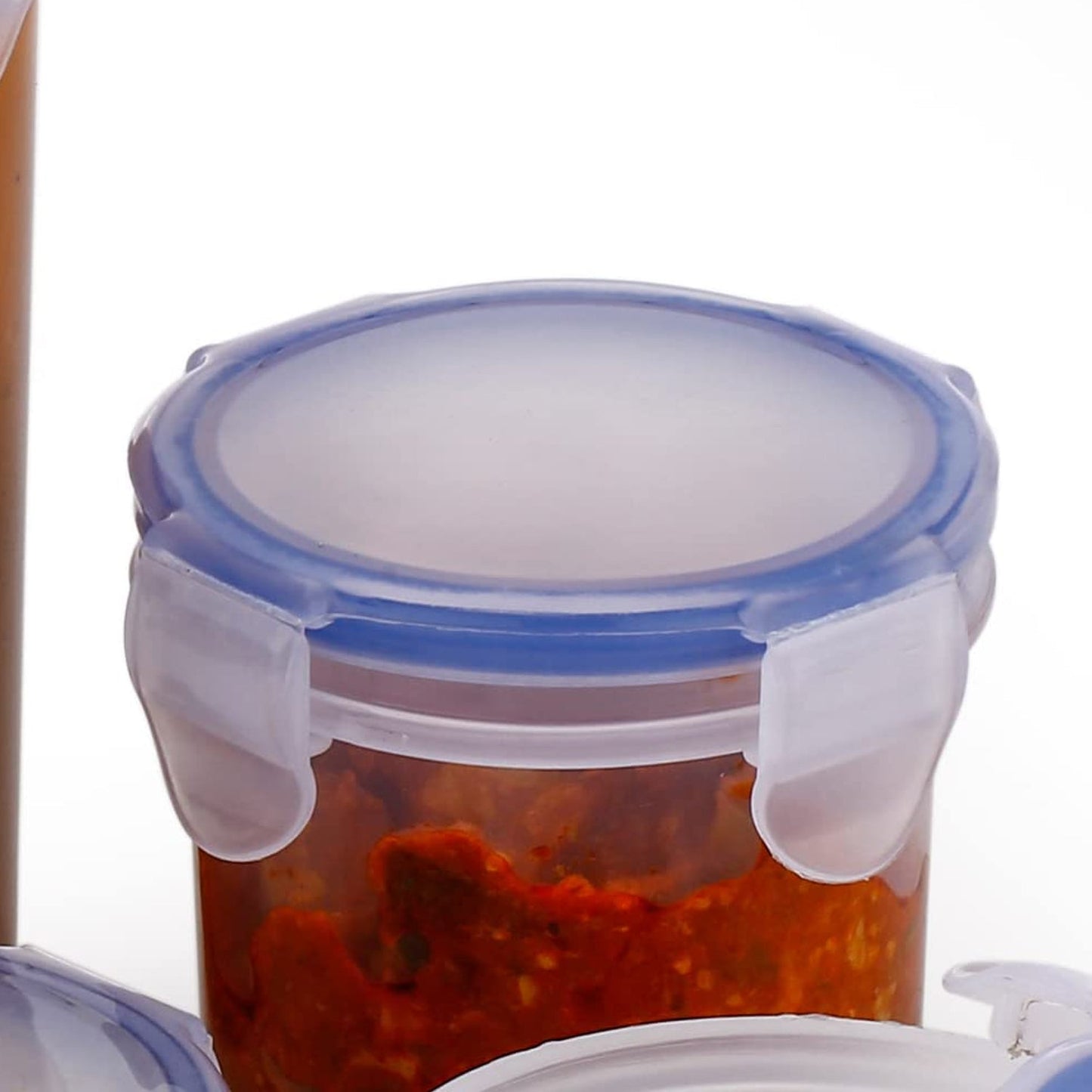 Plastic Liquid Round Airtight Food Storage Container with Leak Proof Locking Lid BPA Free Container for Kitchen, 5 Pcs Set Transparent, ( Approx Capacity 110 ml,160 ml,210 ml,400 ml,500 ml)