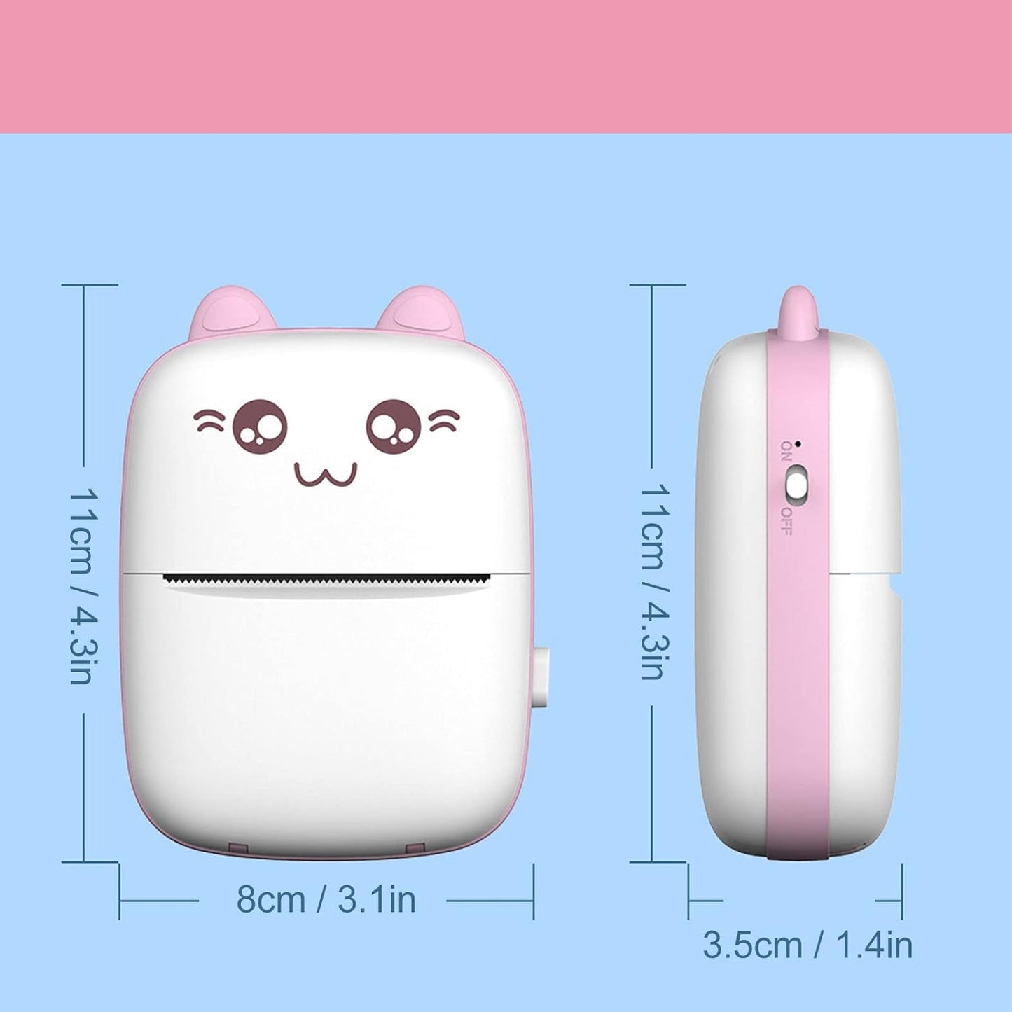 Pocket Mini Printer, Phone Bluetooth Connection Wireless Mini Thermal Printer with Android or iOS APP for Pictures, Portable Smart Printer,Contains 1 Rolls Thermal Paper, with Fast Paper Output for Photo Image