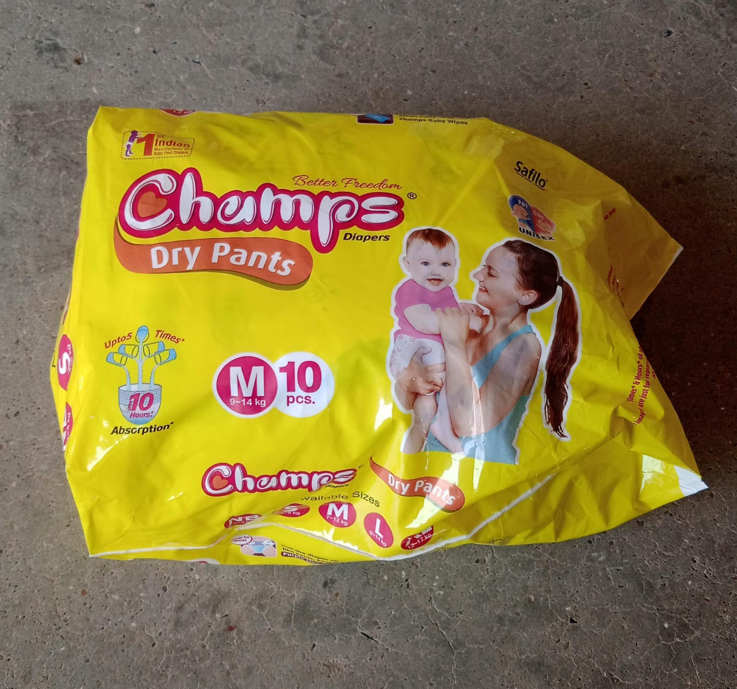 Medium Champs Dry Pants Style Diaper - Medium (10 pcs) Best for Travel Absorption, Champs Baby Diapers, Champs Soft and Dry Baby Diaper Pants (M, 10 Pcs )