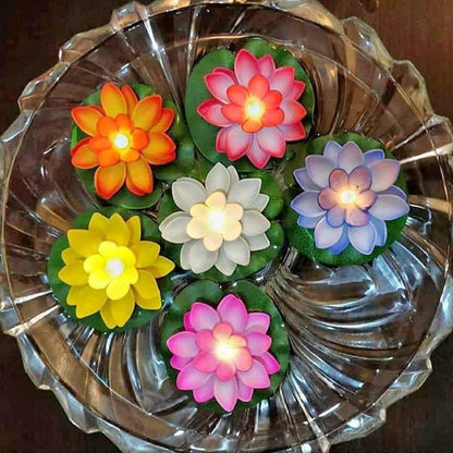 WATER FLOATING SMOKELESS CANDLES & LOTUS FLOWERS SENSOR LED TEALIGHT FOR OUTDOOR AND INDOOR DECORATION - PACK OF 2 CANDLE (PACK OF 2)