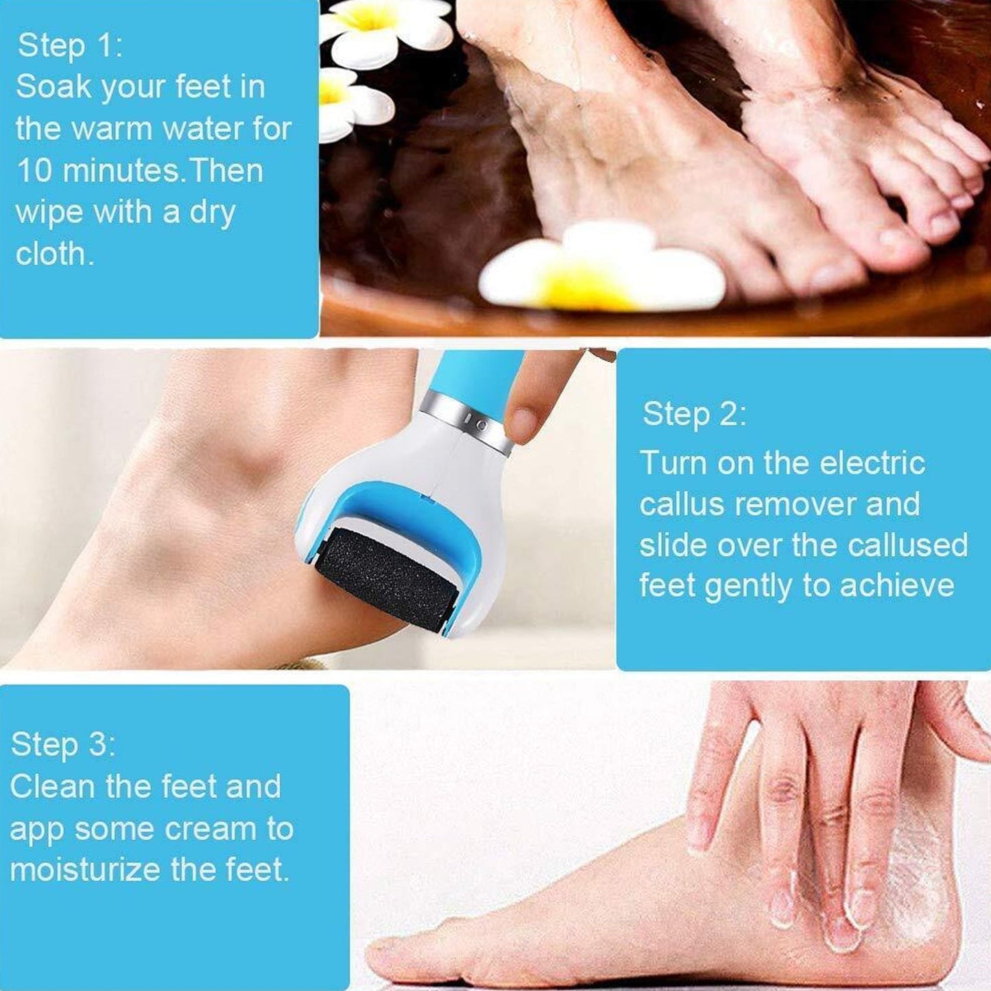 Electronic Dry Foot File, Callous Remover for Feet, Electric Foot with Roller Hard and Dead Skin- Regular Coarse, Baby smooth feet in minutes. For in home padicure foot care, Battery Powered & USB (Battery not included)