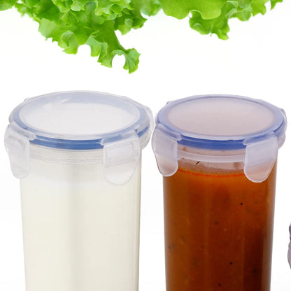 Plastic Liquid Round Airtight Food Storage Container with Leak Proof Locking Lid BPA Free Container for Kitchen, 5 Pcs Set Transparent,  ( Approx Capacity 110 ml,160 ml,210 ml,400 ml,500 ml)