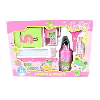 Stationery Set: Pencil Box, Pencils, Erasers & More (12 Piece)