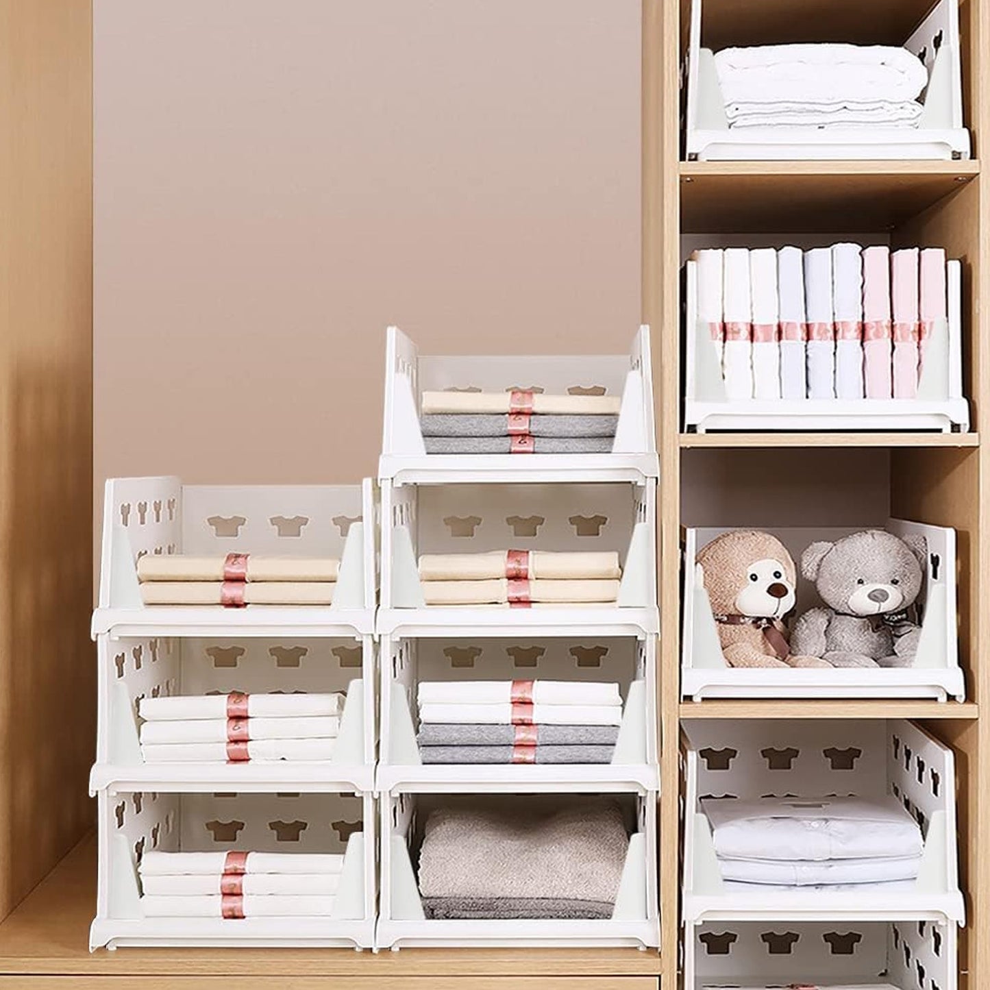 Layer Stackable Multifunctional Storage,for Clothes Foldable Drawer Shelf Basket Utility Cart Rack Storage Organizer Cart for Kitchen, Pantry Closet, Bedroom, Bathroom, Laundry(3 Layer 1 Pc)