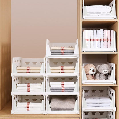 Layer Stackable Multifunctional Storage,for Clothes Foldable Drawer Shelf Basket Utility Cart Rack Storage Organizer Cart for Kitchen, Pantry Closet, Bedroom, Bathroom, Laundry(3 Layer 1 Pc)