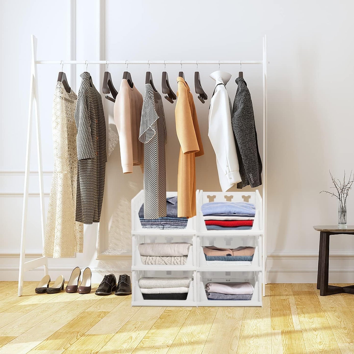 Layer Stackable Multifunctional Storage,for Clothes Foldable Drawer Shelf Basket Utility Cart Rack Storage Organizer Cart for Kitchen, Pantry Closet, Bedroom, Bathroom, Laundry(3 Layer 1 Pc)