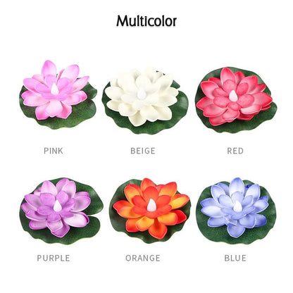 WATER FLOATING SMOKELESS CANDLES & LOTUS FLOWERS SENSOR LED TEALIGHT FOR OUTDOOR AND INDOOR DECORATION - PACK OF 2 CANDLE (PACK OF 2)