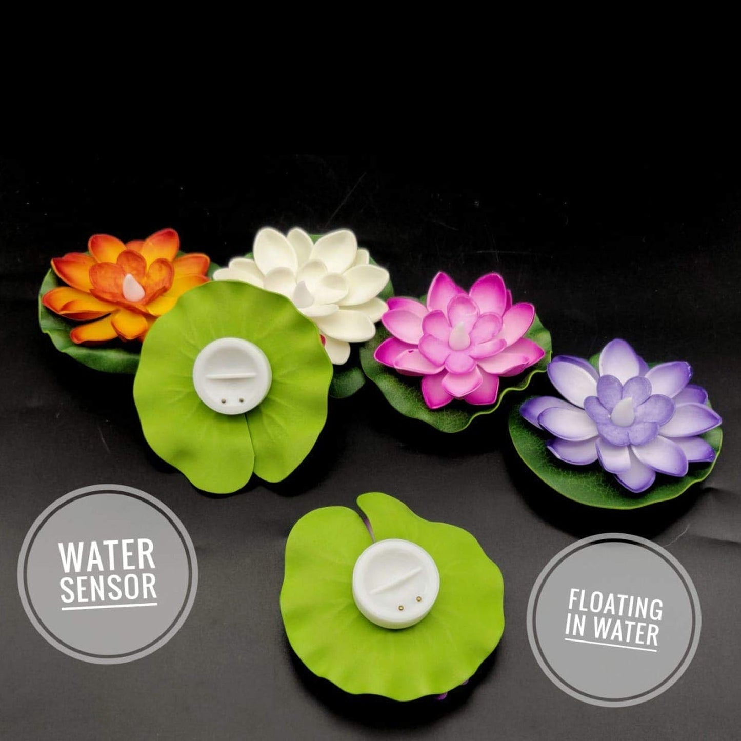 WATER FLOATING SMOKELESS CANDLES & LOTUS FLOWERS SENSOR LED TEALIGHT FOR OUTDOOR AND INDOOR DECORATION - PACK OF 2 CANDLE (PACK OF 2)