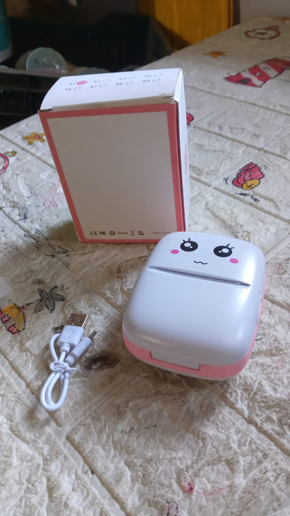 Pocket Mini Printer, Phone Bluetooth Connection Wireless Mini Thermal Printer with Android or iOS APP for Pictures, Portable Smart Printer,Contains 1 Rolls Thermal Paper, with Fast Paper Output for Photo Image